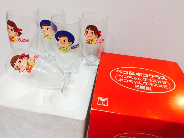 80's Peko Poko 玻璃杯1套5件