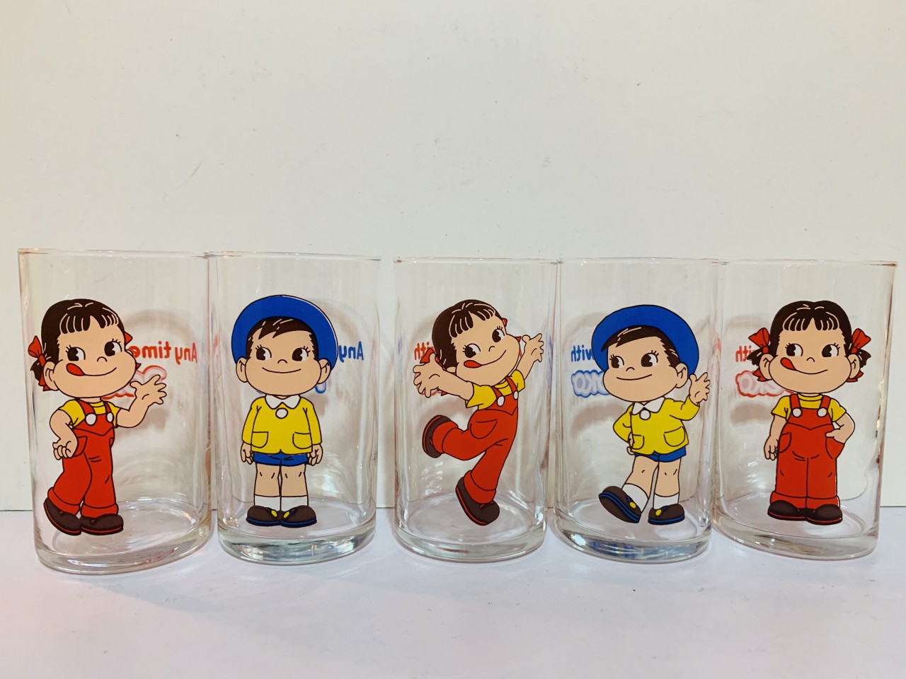 80's Peko Poko 玻璃杯1套5個