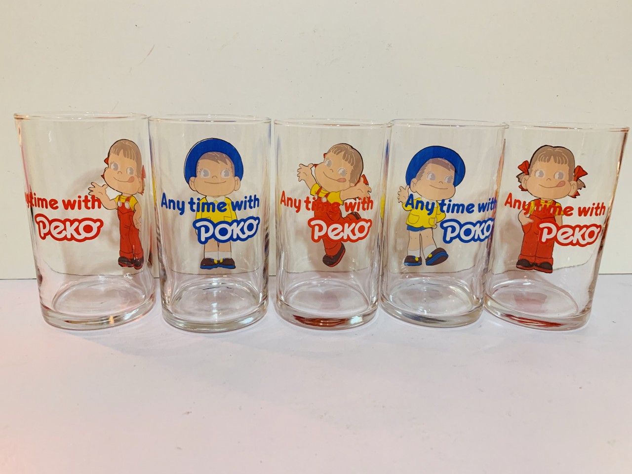 80's Peko Poko 玻璃杯1套5個