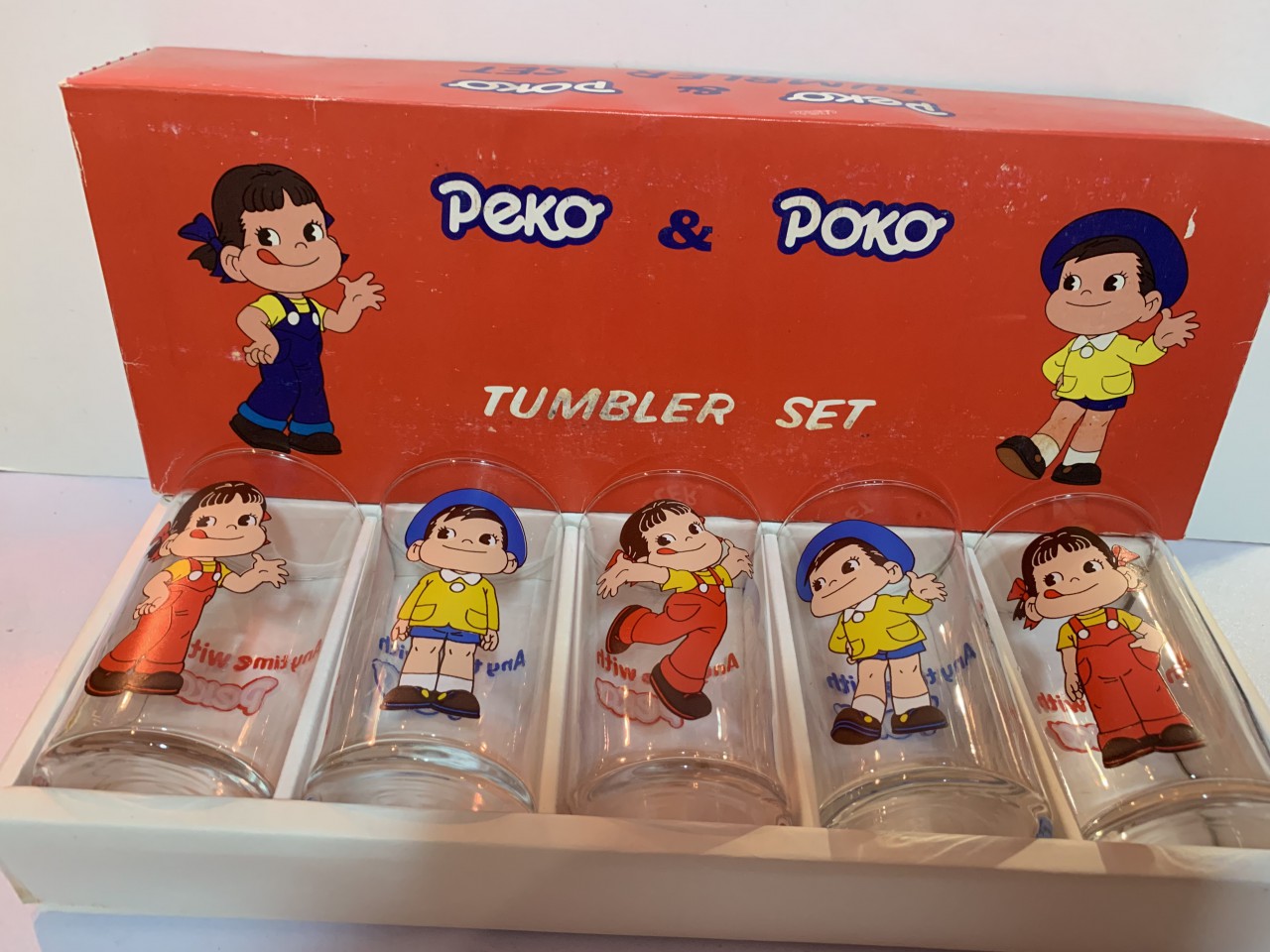 80's Peko Poko 玻璃杯1套5個